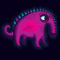 Comic purple character, vector funny alien monster. Emotional ex