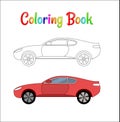 Comic racing car background vector illustration coloring page for kids. Auto traffic and speed. Automobile racing car.