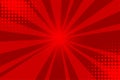 Comic red sunbeam background Retro pop art style cartoon