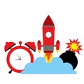 comic rocket clock bomb Royalty Free Stock Photo