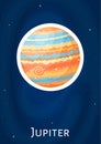 Comic round solar system planet Jupiter sticker. Royalty Free Stock Photo