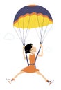 Cartoon skydiver woman