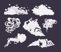 Comic smoke cloud set. Smoking cartoon steam clouds Royalty Free Stock Photo