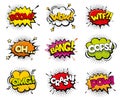 Comic sound effects in pop art vector style