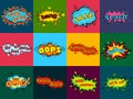 Comic sound effects in pop art vector style. Sound bubble speech with word and comic cartoon expression sounds