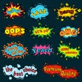 Comic sound effects in pop art vector style. Sound bubble speech with word and comic cartoon expression sounds