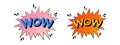 Comic sound effects in trendy retro style. WOW text Royalty Free Stock Photo