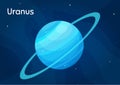 Comic space planet Uranus vector illustration. Royalty Free Stock Photo