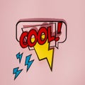 comic speech bubble with expression text cool thunderbolt element. High quality photo