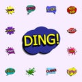 Comic speech bubble with expression text ding icon. comic icons universal set for web and mobile