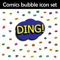 Comic speech bubble with expression text ding icon. Comic icons universal set for web and mobile