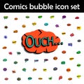 Comic speech bubble with expression text ouch ... Icon. Comic icons universal set for web and mobile