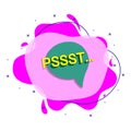 Comic speech bubble with expression text pssst ... Liquid bacdge icon. Simple color vector of people around the world icons for ui Royalty Free Stock Photo