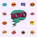 Comic speech bubble with expression text xoxo icon. comic icons universal set for web and mobile