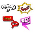 Comic speech bubble set with text vector ilustration