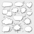 Comic speech bubbles. Cartoon comics talking and thought bubbles. Retro speech shapes vector set