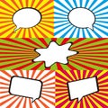 Comic Speech Bubbles on a comic strip background, vector illustration Royalty Free Stock Photo