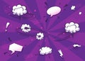Comic Speech Bubbles on Purple Background Royalty Free Stock Photo