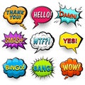 Comic speech bubbles set. Bright dynamic pop art design. Vector Royalty Free Stock Photo