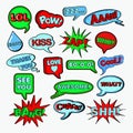Comic Speech Bubbles Set. Chat Communication Shapes with Expressions Royalty Free Stock Photo