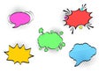 Comic speech bubbles set with different emotions and colours. Vector bright dynamic cartoon illustrations isolated on white Royalty Free Stock Photo