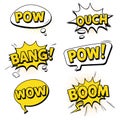 Comic speech bubbles set isolated on background. Vector cartoon illustration of yellow retro text clouds Royalty Free Stock Photo
