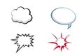 Comic speech bubbles set on white background .