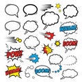 Comic speech bubbles and sound effects isolated on white background Royalty Free Stock Photo