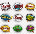 Comic speech bubbles on transparent background vector