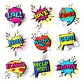 Comic Speech Chat Bubble Set Pop Art Style Sound Expression Text Icons Collection Royalty Free Stock Photo