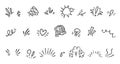 Comic Speech Effect Icons, Manga Doodle Elements Set Royalty Free Stock Photo