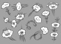 Comic speed clouds. Cartoon motion effect with speed line and cloud. Fast moving or throwing trails, comics books