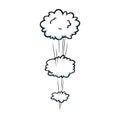 Comic speed effect with clouds. Comic clouds with motion trail lines. Vector illustration