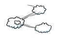 Comic speed effect with clouds. Comic clouds with motion trail lines. Vector illustration