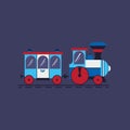 Comic steam train flat color vector icon