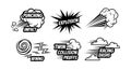 Comic style action words with impact explosion racing and collision effects vector illustration Royalty Free Stock Photo