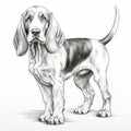 Comic-style Basset Hound Illustration On White Background