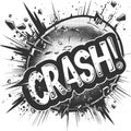 Comic-style crash explosion graphic with bold text and dynamic impact.
