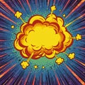 Comic-style explosion illustration features a central yellow cloud Royalty Free Stock Photo