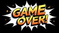 Comic-Style GAME OVER! Text in Orange-Yellow Gradient with 3D Effect and Burst Background Royalty Free Stock Photo