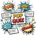 Surround the text with comic book sound effects POW! and WHAM! in red letters. Royalty Free Stock Photo