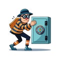 Comic Style Illustration of Robbery on Safe Royalty Free Stock Photo
