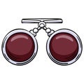 Comic Style Silver Opera Glasses with Maroon Lenses Accessory Illustration Royalty Free Stock Photo