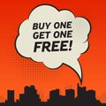 Comic style speech bubble, with text Buy One, Get One Free Royalty Free Stock Photo