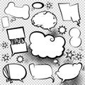 Comic style speech bubbles collection. Speech balloons and elements set with halftone shadows. Funny vector design Royalty Free Stock Photo