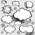 Comic style speech bubbles collection. Funny design vector items illustration Royalty Free Stock Photo