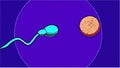 comic style - sperm and fertile human egg. Insemination concept