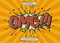 Comic style text effect with omg!!! word samples Royalty Free Stock Photo