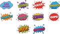 10 Comic-Style Text Graphics with Colorful Designs Featuring Fun Exclamations Like LOL, GOTCHA, and PRANK\'D Royalty Free Stock Photo