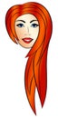 Comic style woman with side-sweep hairstyle